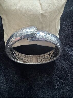 John Hardy Hammered Sterling Silver Hinged Bangle Bracelet